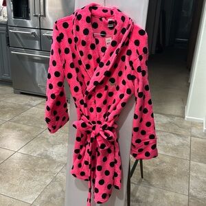 NEW WITH TAGS vintage PINK Victoria’s Secret hot pink polka dot robe - size XS/S